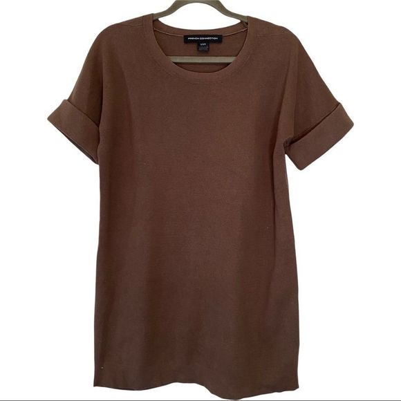 French connection cuffed short sleeve cotton/wool blend tunic sweater size 8 EUC - Picture 1 of 6